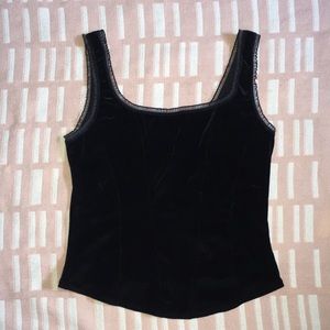 ARIANNE Jet Black Velvet Corset Style Tank